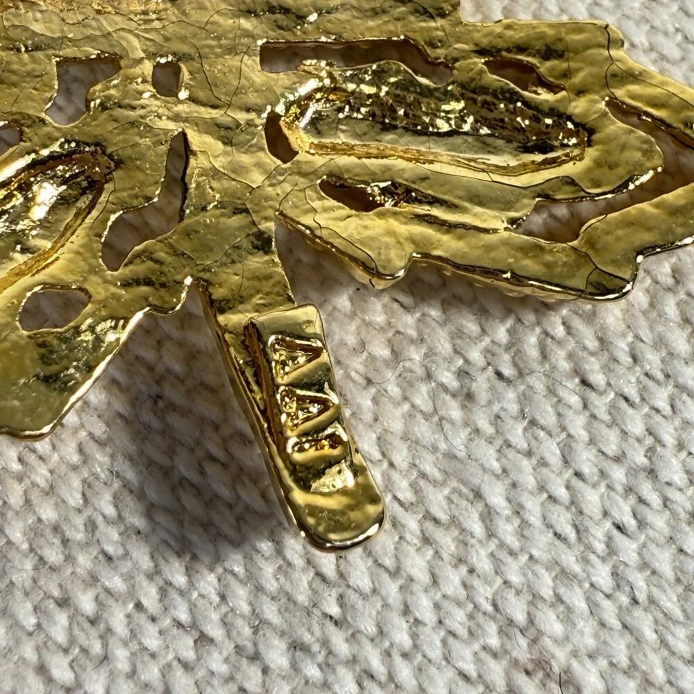 AAI Leaf‎ Brooch Gold-Tone Intricate Detailing Vintage Style MCM